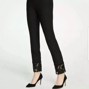 Ann Taylor Women's Cropped Lace Hem Black‎ Pants